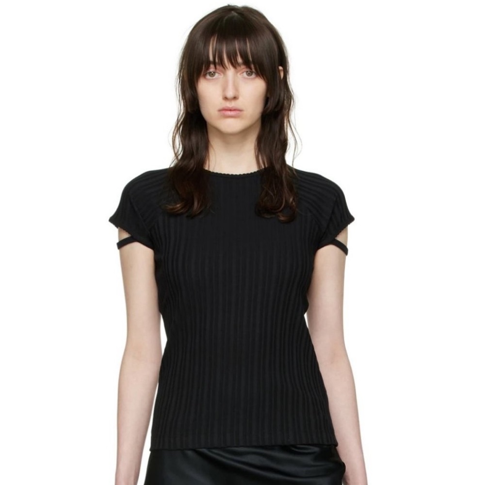 $160 HELMUT LANG LITTLE RIB T BLACK NWT MEDIUM